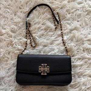 Tory Burch Black Crossbody Bag with Gold Chain